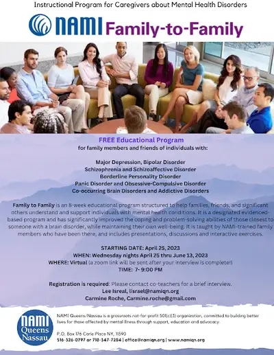 NAMI Queens/Nassau - Mental health facility in Carle Place offering Support Groups, Educational Classes services